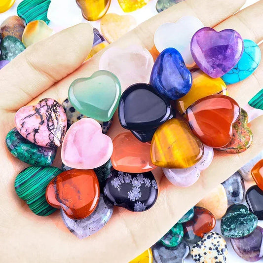 10/20/30PCS Natural Rose Quartz Heart Crystals – Chakra Healing Stones for Home & Reiki Decor